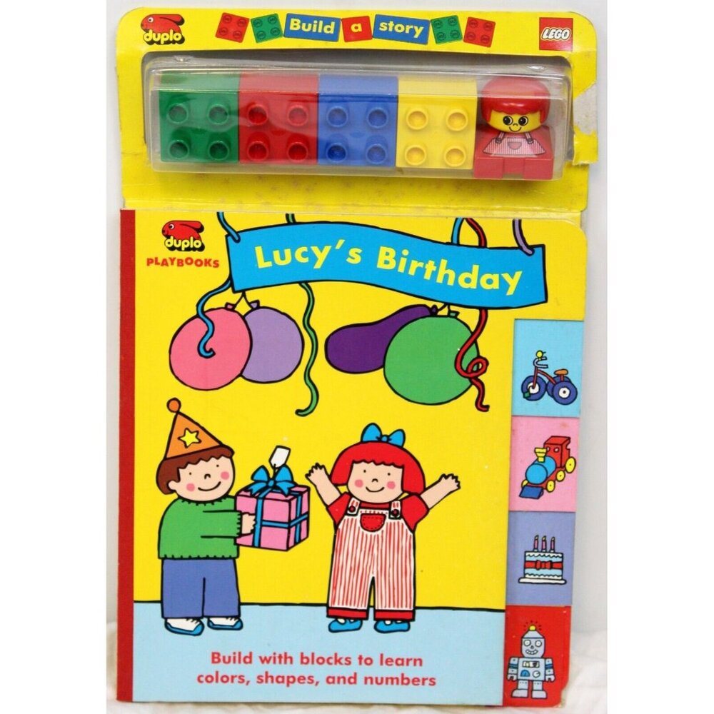VTG 1995 Duplo Play Book Lucy's Birthday Build A Story Blocks Preschool Learning